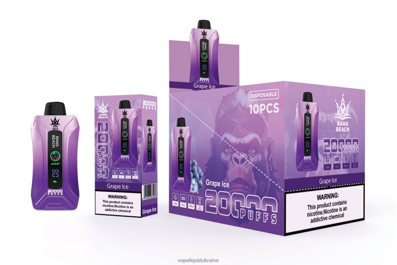 Pod System Vape - Bang Beach 20000 Puffs Smart Screen Vape Grape Ice 624T6B10