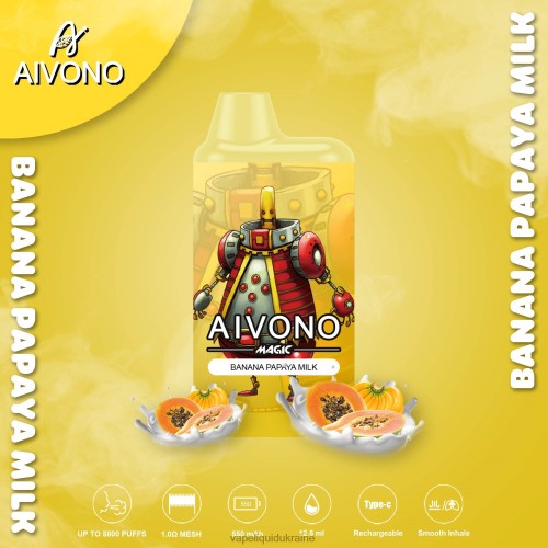 Vape Pod System - Aivono AIM MAGIC 5800 Mouth Box Cigarette HZDR094 Banana Papaya Milk