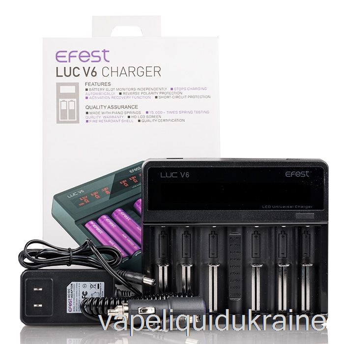 Vape Liquid Ukraine Efest LUC V6 6-Bay LCD Universal Charger